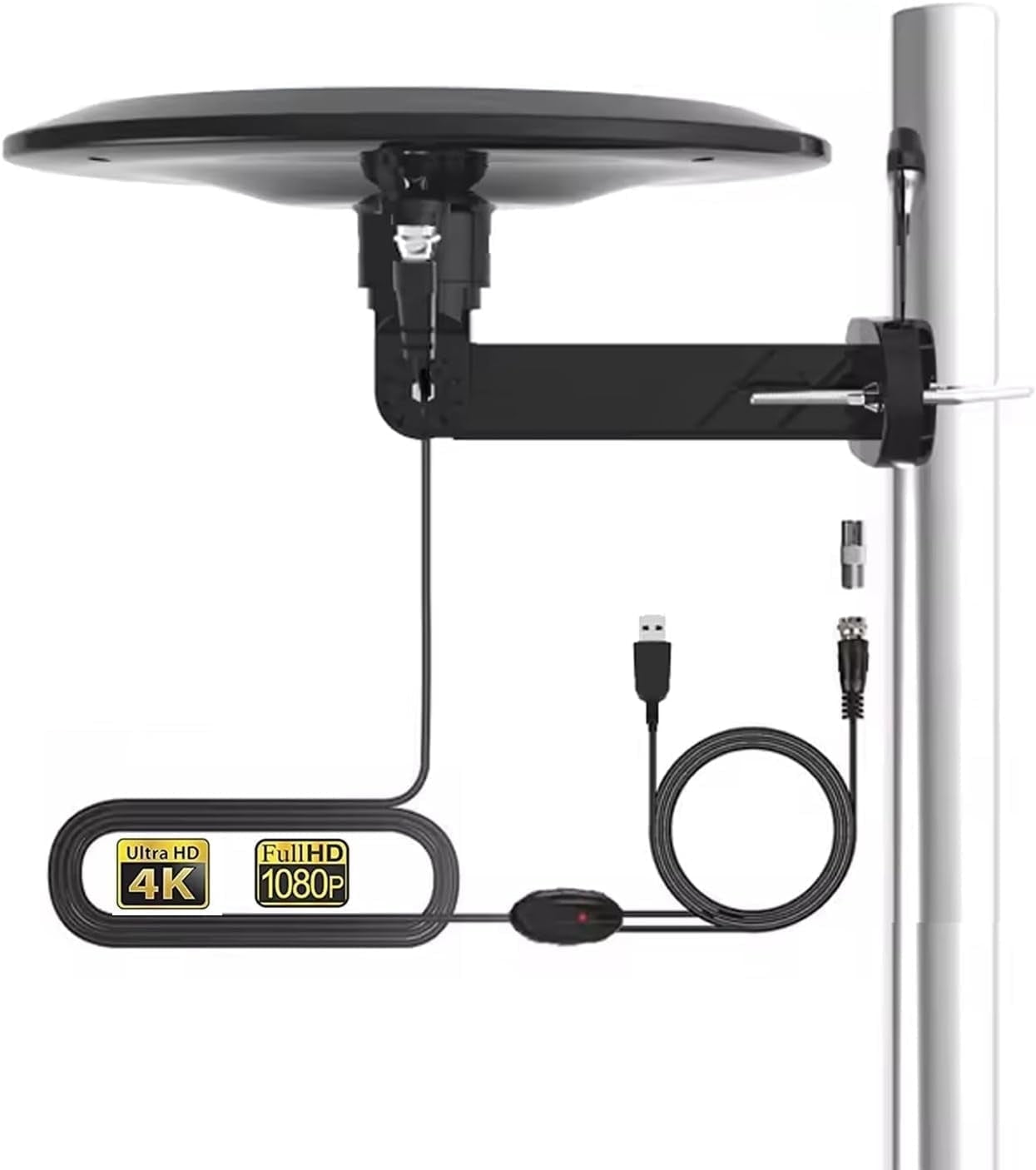 Omni Directional Digital TV Antenna for Smart TV Outdoor Long Range 160+ Miles, Best Clear HD 4K TV Antenna for Attic RV, Amplifier, 32ft Coaxial Cable