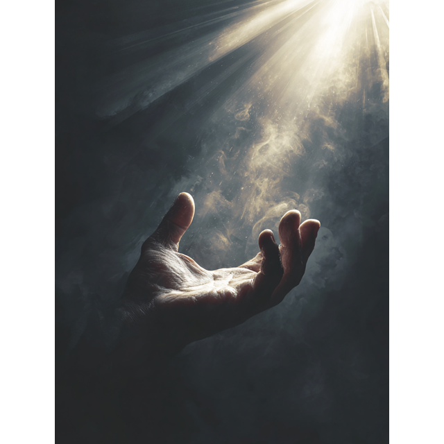 Spiritual Hand Reaching Light Canvas Wall Art 15.75x11.81 Inches