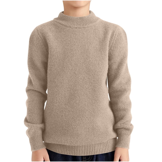 Posijego 4-18 Years Girls Boys Sweaters Crew Neck Solid Color Long Sleeve Knit Pullover Tops Fall Winter Clothes