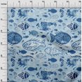 thumbnail image 3 of oneOone Polyester Spandex Blue Fabric Asian Block Fish Fabric For Sewing Printed Craft Fabric By The Yard 56 Inch Wide, 3 of 4