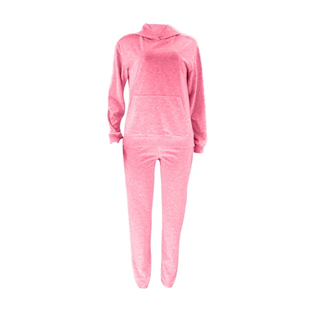 IROINNID Survêtement pour Femmes Ensemble 2 Pcs en Solde Chandail à Capuche à Manches Longues Décontracté Chemise/chemise à Manches Longues à Col Rond Ensemble Tenue de Sport, Rose Vif