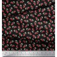thumbnail image 3 of Soimoi Polyester Crepe Fabric Leaves & Strawberry Fruits Print Sewing Fabric Yard 52 Inch Wide, 3 of 3