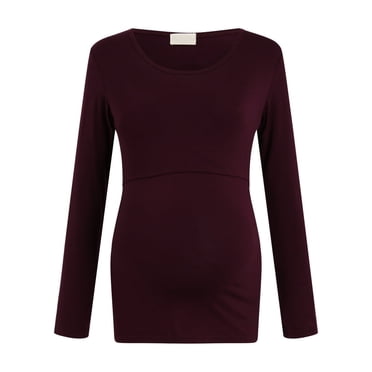 T-shirt de Maternité pour Femmes à Ourlet Régulier, Décontracté, Manches Longues, Col Rond, Basique, Allaitement, Haut, Ceinture, Allaitement