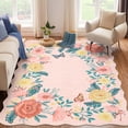 thumbnail image 4 of Garvee 8'x10' Floral Area Rugs, Washable Boho Rugs Ultra Soft Print Carpet, Non-Slip Low Pile Rug Stain Resistant Distressed Indoor Rugs for Living Room Bedroom Dining Room, Pink, 4 of 9