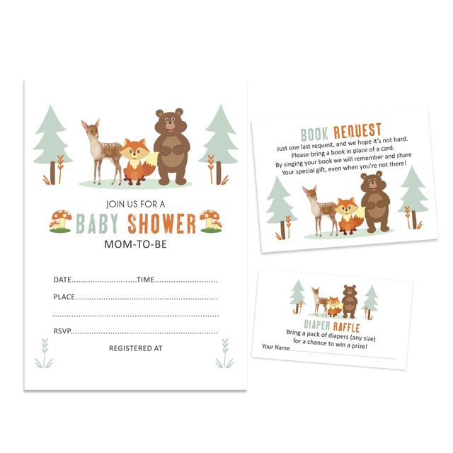 Inkdotpot Set Of 30Jungle Animals Baby Shower Invitations-Diaper Raffle Tickets And Baby Shower Book Request Cards Gender Neutral Invites Its A Boy Its A Girl