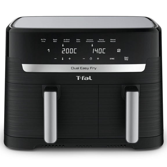 T-fal Dual Easy Fry, Air Fryer, 8.3 L Capacity, Dual Drawers