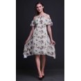 thumbnail image 4 of Bimba Grey Bird Printed Womens Cold Shoulder Tunic Party Round Neck Shift Dress - XXX-Large, 4 of 6