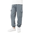 thumbnail image 1 of MIASHUI Girls Sweatpants Unisex Children Cargo Pants Kids Solid Color Trousers,Dark Gray,13-14 Years, 1 of 4