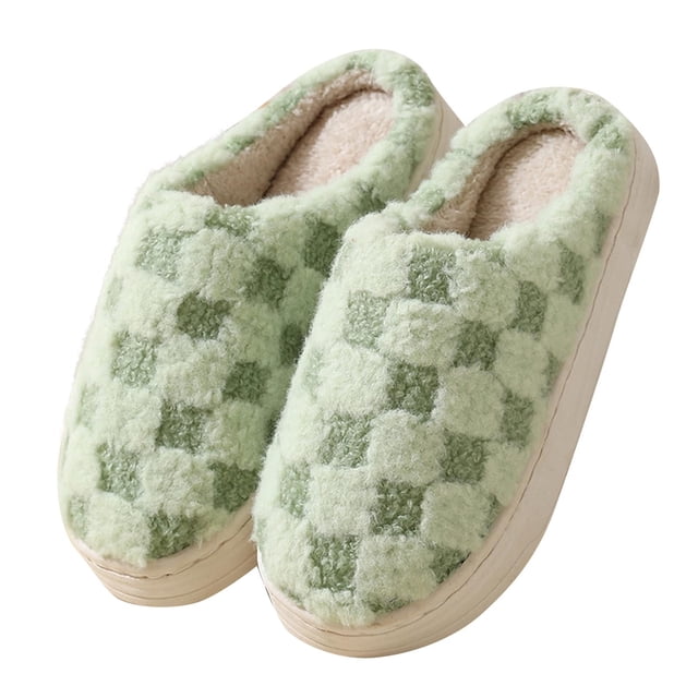Pisexur House Slippers for Woman Keep Warm and Non-Slip Slippers Contrast Color Plush Warm Home Indoor Slippers & Comfortable and Durable House Slippers for Woman