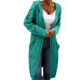 thumbnail image 1 of Women Hooded Open Front Cardigan Cable Knit Sweaters Solid Chunky Long Sweater Coats with Pockets, 1 of 5