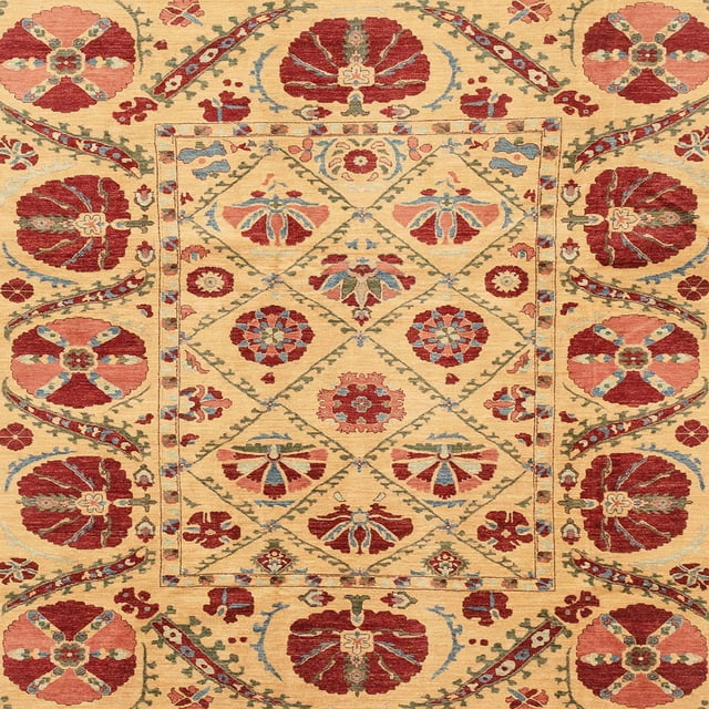 Ahgly Company Indoor Square Abstract Orange Abstract Area Rugs, 5' Square