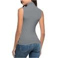 thumbnail image 4 of Penkiiy Débardeurs Sans Manches pour Femmes Col Roulé Ajusté Extensible Gris S, 4 of 6