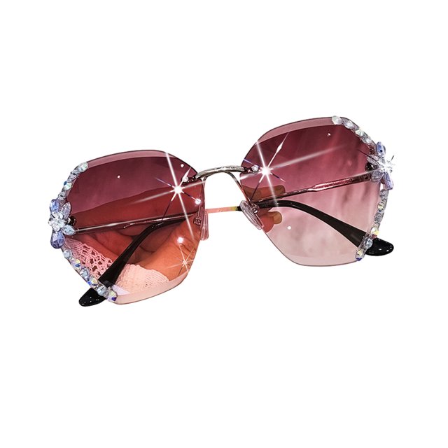 Becaristey Frameless Trendy Sun Glasses With Frameless For Sleek Look Scratch Resistant Good Gifts purple 1Set