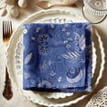 thumbnail image 1 of Vargottam Premium Cotton Muslin Napkins - Set of 12, 20-Inch Blue Leaves Design, Soft and Absorbent Cloth Napkins for Dining, Decor, Weddings, and Special Occasions - Machine Washable, Table Linens, 1 of 7