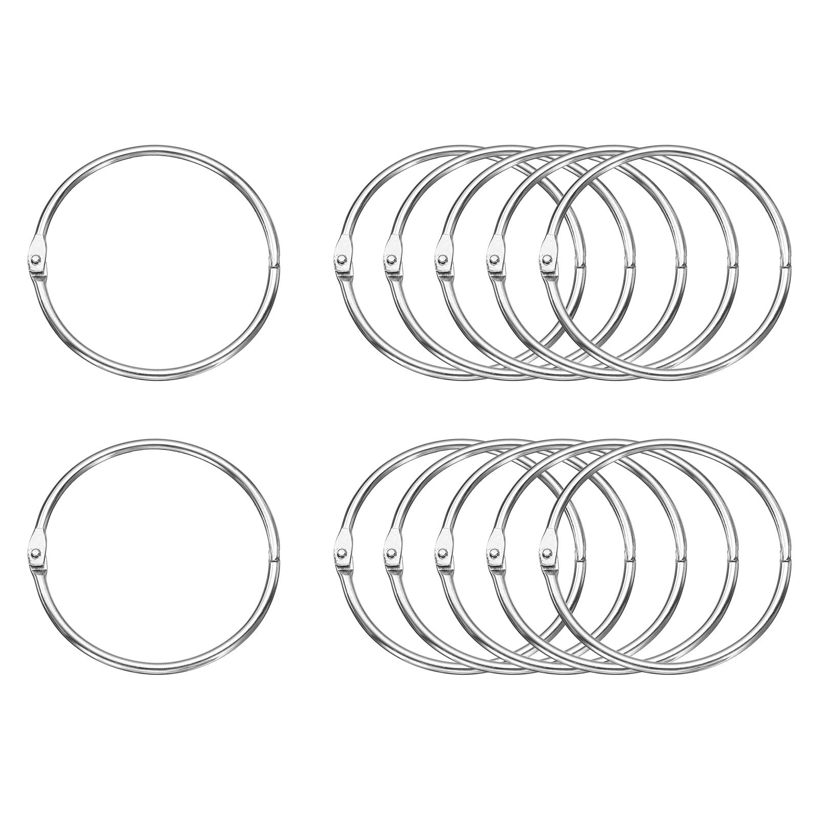 Uxcell 12pcs Binder Rings 3 Inch Loose Leaf Binder Ring Metal Book Rings Colorful Loose Leaf Rings, Silver Tone