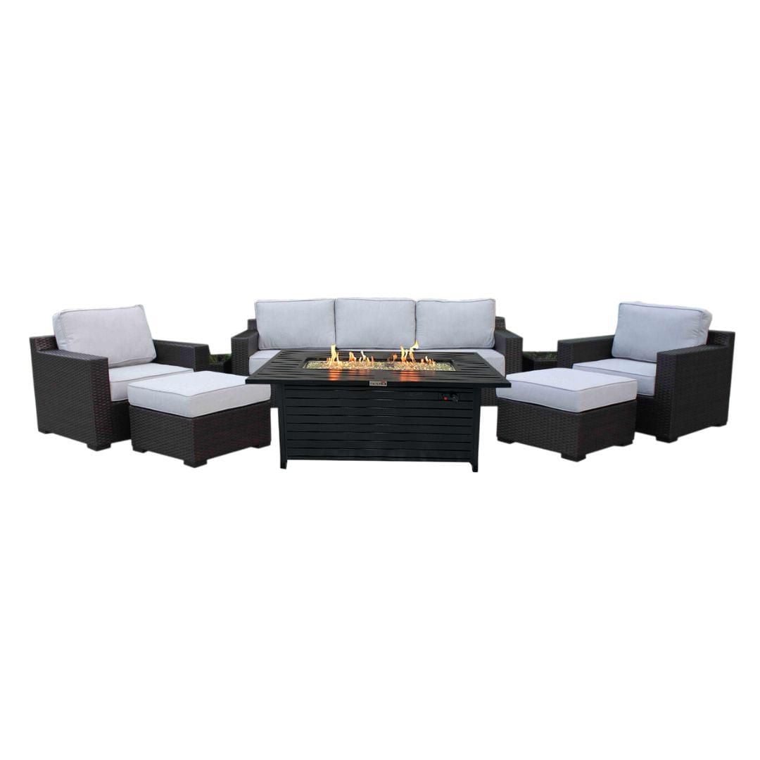 Malibu 10-Piece Conversation Set with Rectangular Fire Table
