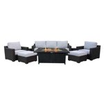 Malibu 10-Piece Ensemble de conversation avec table de feu rectangulaire