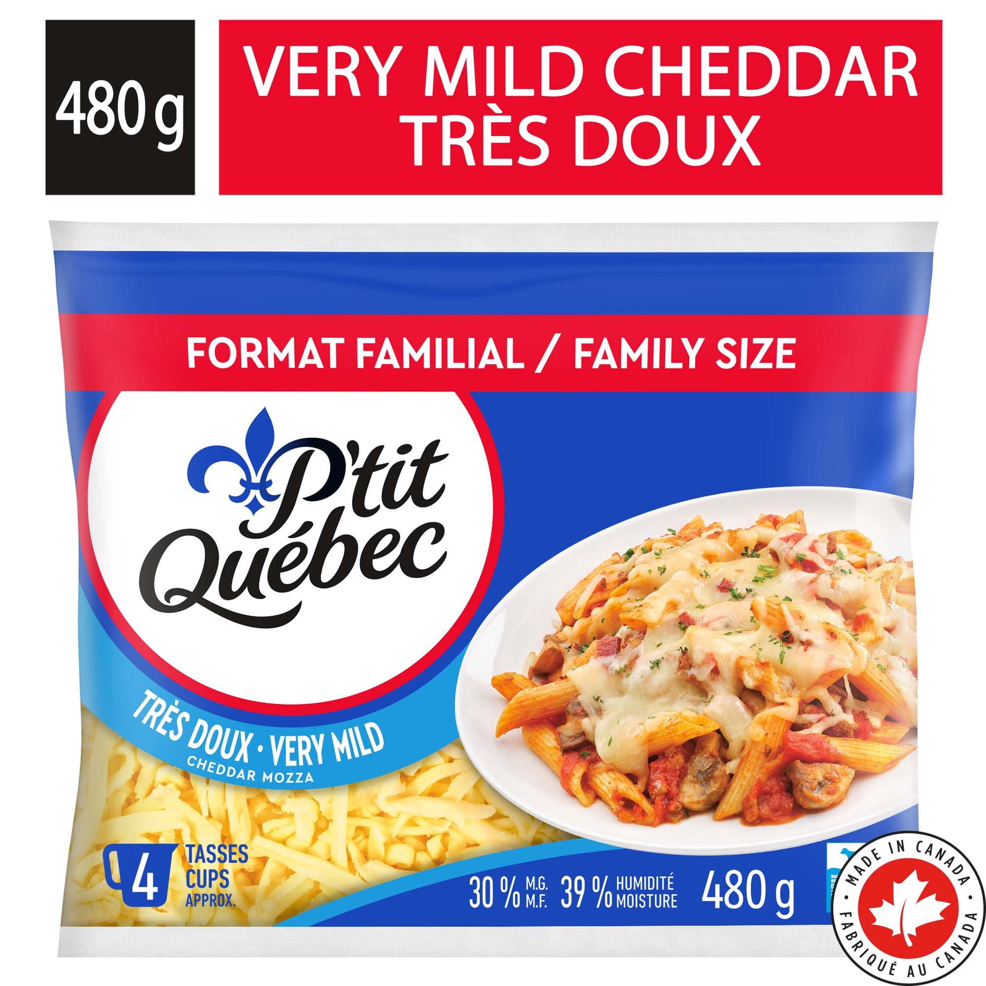 P'tit Quebec Shredded Very Mild Cheddar Mozzarella Cheese