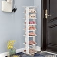 thumbnail image 3 of Gymax 7-Tier Wooden Shoe Rack Narrow Vertical Shoe Stand Storage Display Shelf White, 3 of 10