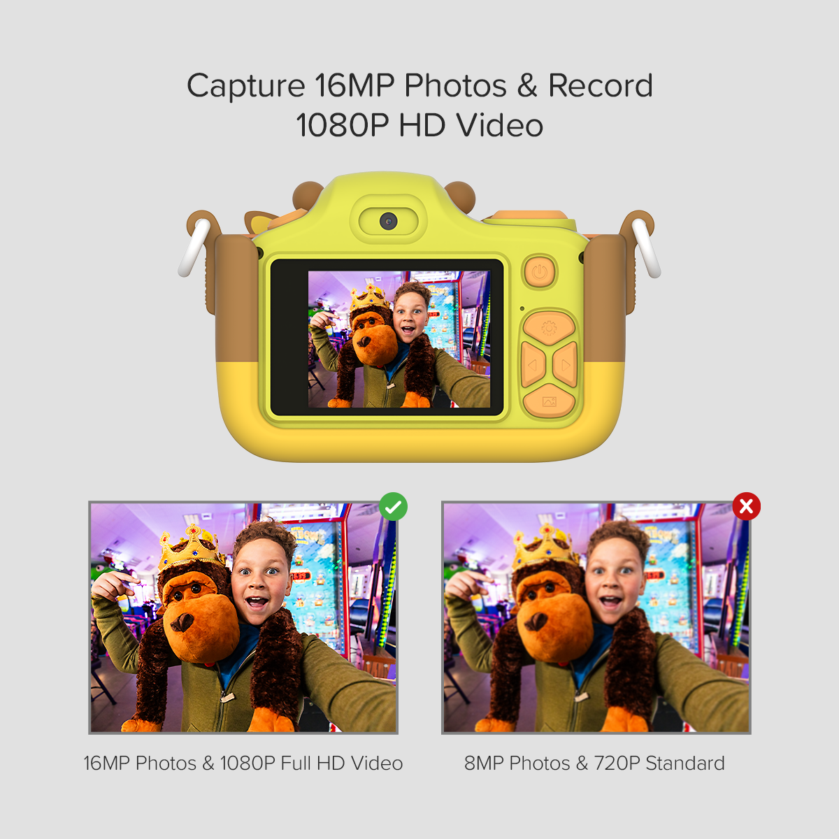 myFirst Camera 3 - New Kids Mini Camera, 12MP HD Video, Selfie Lens, Shockproof Case, microSD - Yellow