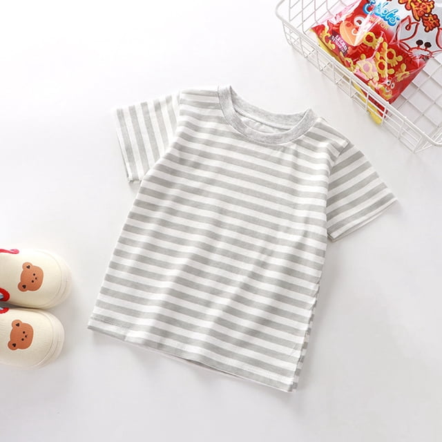 T-shirt à Manches Courtes Rayé Élégant pour Filles Haut Décontracté Confortable pour Enfants