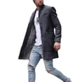 thumbnail image 1 of LUXUR Manteau Trench à Col à Revers pour Homme Caban de Vacances d'Affaires Gris Foncé 2TG, 1 of 2