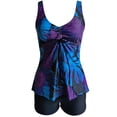 thumbnail image 3 of Womens 2 Piece Swimsuits Plus Size Vintage Print Spaghetti Strap Tankinis Set Blue Women Bathing Suits M, 3 of 7