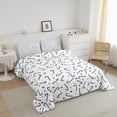 thumbnail image 3 of YST Christmas Reversible Bedding Set for Kids Adults, Christmas Candy Cane Pattern Comforter Set, Winter Holiday Theme Bedding Comforter Sets, White Duvet Insert (Navy Blue, Queen Size), 3 of 7
