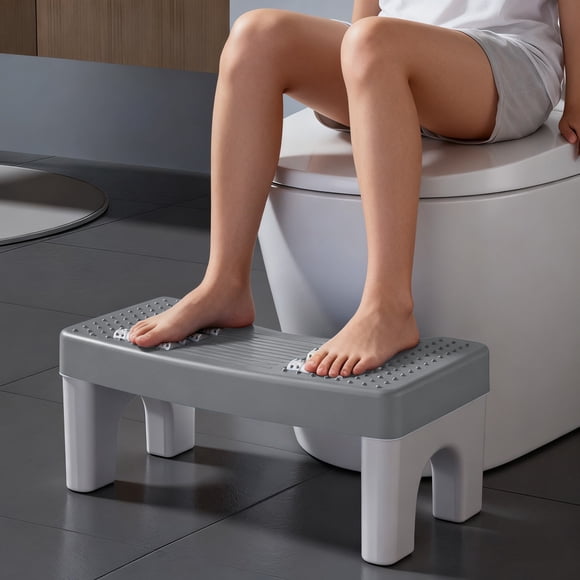 pstuiky Toilet Stool Non-Slip Footrest with Massage Nodes, Detachable & Stackable Design Fits All Standard Toilets 15.75X8.66X6.69 Inches, 1.32 Lbs