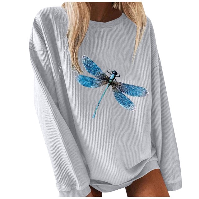 Chandail à Manches Longues Imprimé Papillon Couleur Unie Mode pour Femmes