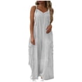 thumbnail image 1 of Wlynlyn Plus Size Jumpsuits for Women Sleeveless Rompers V Neck Baggy Wide Leg Trousers Overalls Size L, 1 of 7