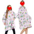 thumbnail image 1 of goowrom Family Cartoon Digital Printing Lamb Wool Warm Hooded Blanket, 1 of 9