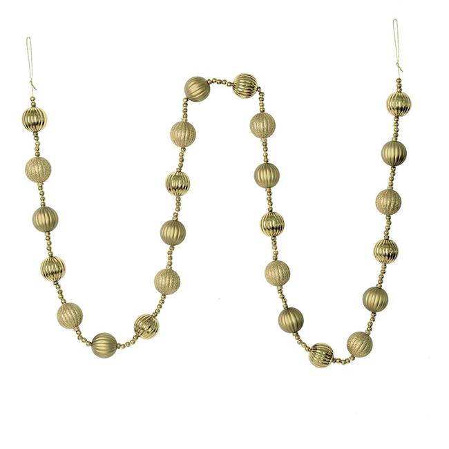Vickerman M183538 6 ft. Champagne Stripe Ball Garland