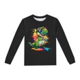 thumbnail image 5 of Pyjama pour Tout-Petit Garçon, Imprimé Dinosaure, Col Rond, Manches Longues, Haut et Pantalon, Ensemble de Pyjama 2 Pcs Printemps Automne, Pyjamas pour Enfants, Noir, 2 Ans-3 Ans, 5 of 5