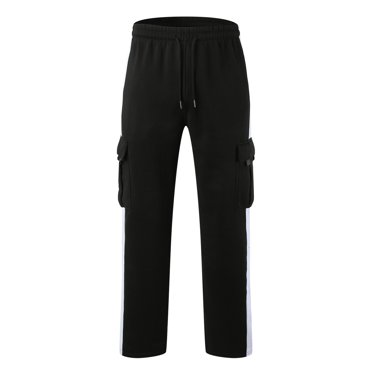 Ketyyh-chn99 Sweat Pants Men Fall Fashion Male Color Block Sweatpants Tether Large Size Pant Loose Autumn And Winter Sports Patchwork Pockets Trousers Black,XL