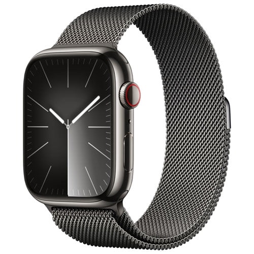 Restored Apple Watch Series 9 GPS + Cellular 45mm Graphite Stainless Steel Case with Graphite Milanese Loop - Refurbished Good