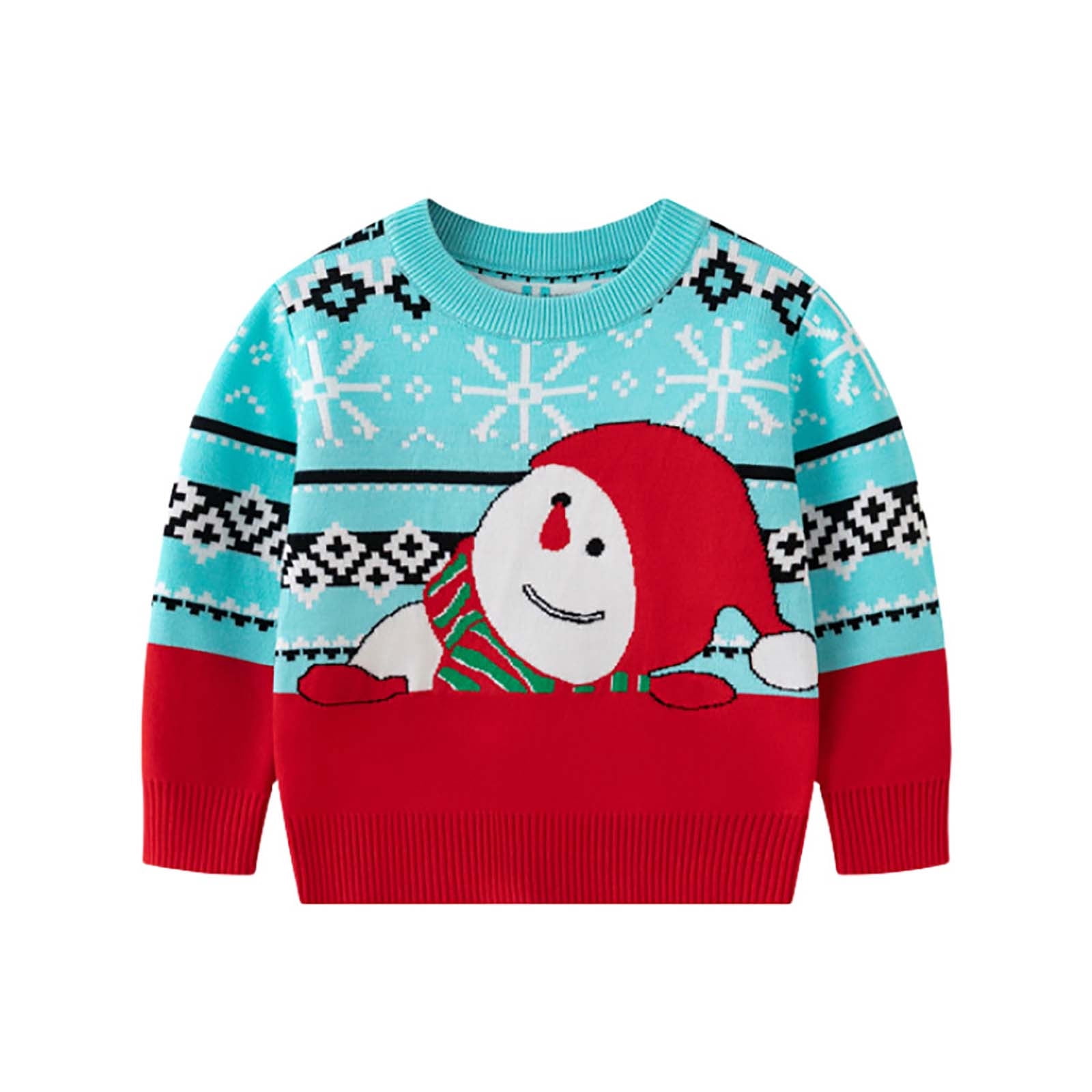 Chandails de Noël Garçons Filles Chandail à Manches Longues en Tricot Col Rond Chandail pour Enfants Chandail de Noël Laid Hauts 3-8 Ans (5 Ans, Rouge 02)