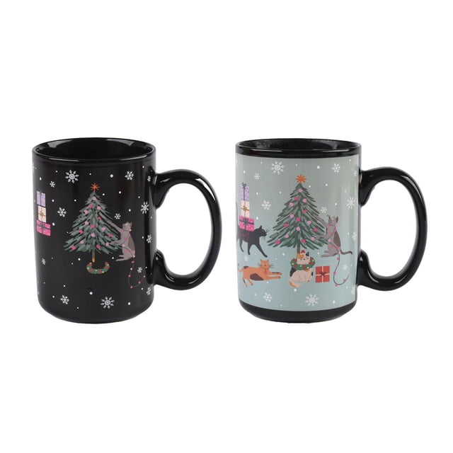 Holiday Time 15 Oz Stoneware Mug - Heat Active Change Pet Pattern
