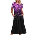 thumbnail image 1 of Women's Short Sleeve Printed Dress, Round Neck Casual Dress with All-Over Pattern, Lightweight Polyester Machine-Washable Dress for Daily Wear, 1 of 5