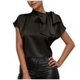 thumbnail image 5 of Pisexur Hauts pour Femmes Décontractés en Lin Col Rond Grande Taille Imprimé Manches Courtes T-shirt Blouse, Hauts d'Été pour Femmes Café,L, 5 of 5