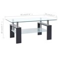 thumbnail image 2 of vidaXL Table Basse Gris et Transparent 95x55x40 cm Verre Trempé, 2 of 5