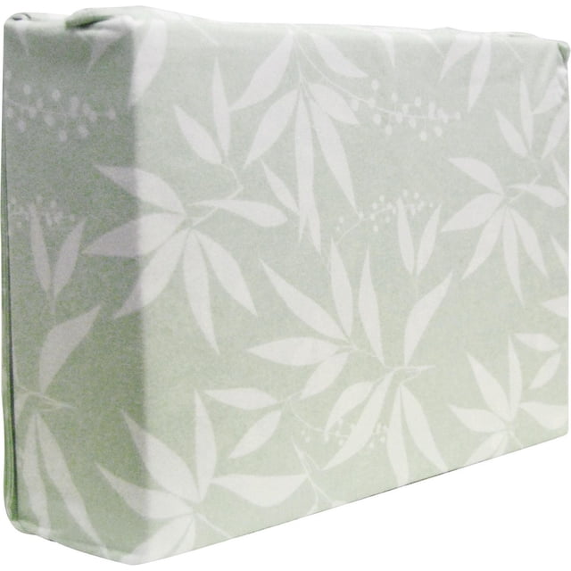 Johnson Home 200 TC Bed Sheet Set showing a folded fitted sheet in light green cotton with white leaf print, designed for breathability, moisture-wicking, and vibrant colour retention, suitable for year-round comfort in Canadian bedrooms.