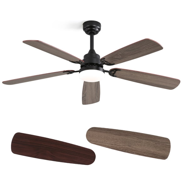 Sofucor 52" Ceiling Fan with Dual Blade Finish, Modern, LED Light, Downrod and Flush Mount, Indoor