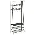 thumbnail image 4 of Hall Tree with Single/Double Row Coat Hooks, 23.6inch/39.3inch Wide Shoe Storage Bench and Top Shelf, Entryway Organizer for Hallways or Bedrooms, Industrial Rustic Coat Rack with Bench, Black/Gray, 4 of 8