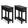 thumbnail image 1 of Giantex Narrow End Table, Slim Side Table w/Drawer, ightstand Bedside Table for Small Spaces, (2, Black), 1 of 1