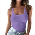 thumbnail image 1 of Penkiiy Womens U-Neck Ribbed Tank Tops Sleeveless Crop Tops Summer Clothes 2XL Purple, 1 of 6
