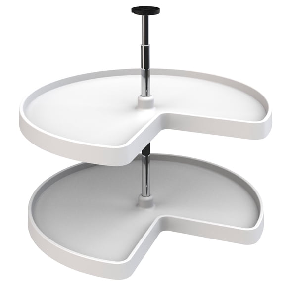 Rev-A-Shelf 3472-28-11-52 28 Inch Polymer Kidney 2 Shelf Lazy Susan, White