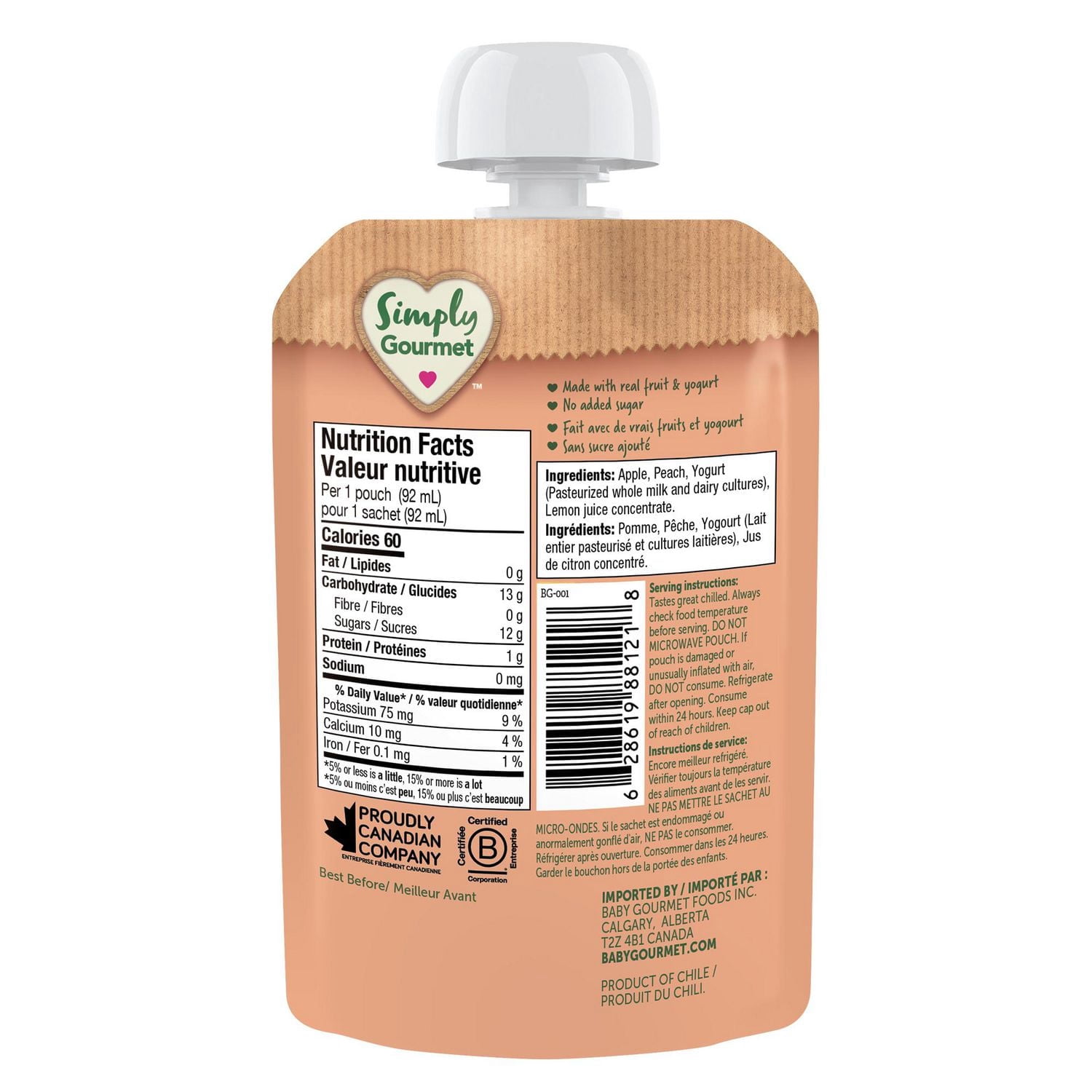 Smoothie Simply Gourmet pomme pêche et yogourt