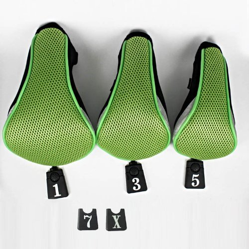 A99 Golf H03 Wood Driver Head Covers Green/Black Headcovers Interchangeable No. Tags 3pcs/Set