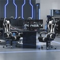 thumbnail image 2 of Yaheetech High Back Ergonomic Gaming Chair with Slide Out Footrest, Black/White, 2 of 8